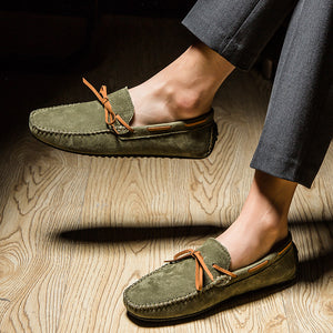Men's bow moccasins shoes anti-skid flat driving shoes