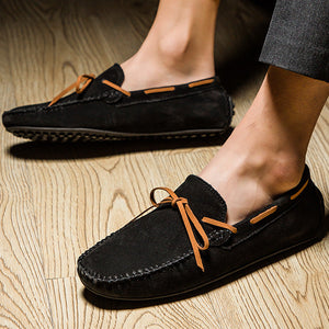Men's bow moccasins shoes anti-skid flat driving shoes