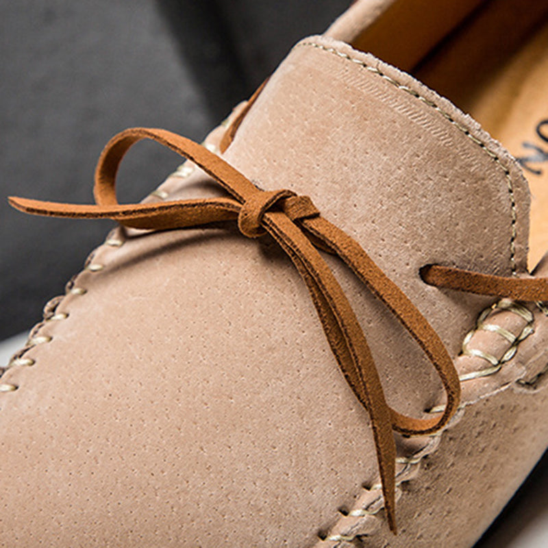 khaki Men's bow moccasins shoes anti-skid flat driving shoes