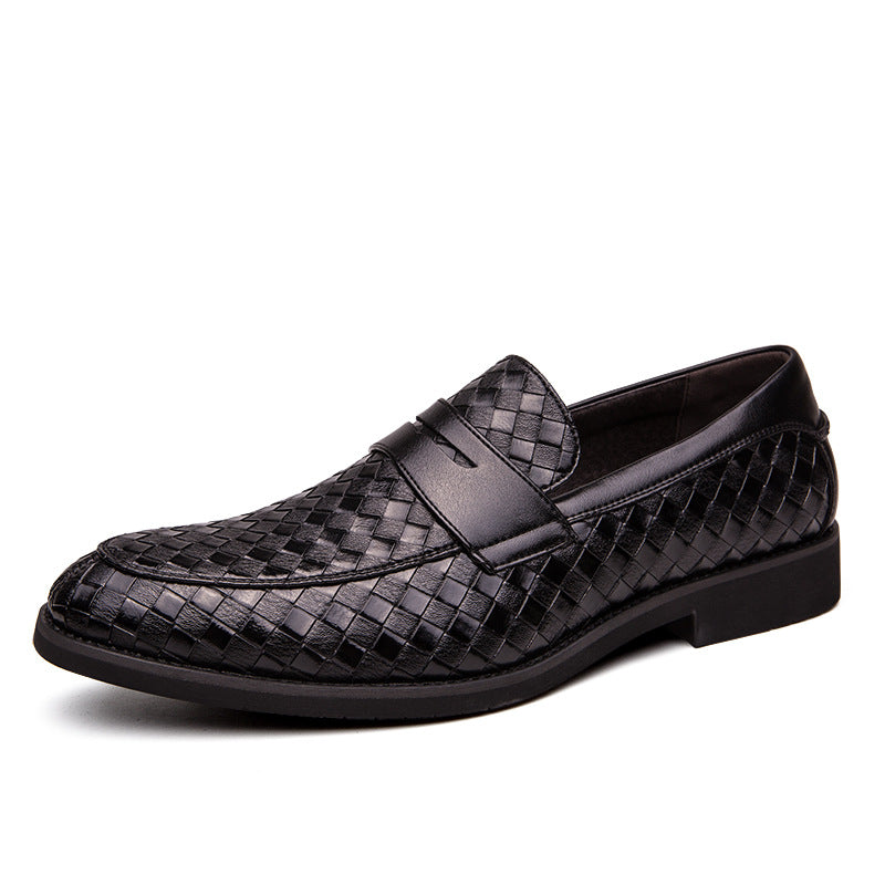 black Men's braided patterned penny loafers
