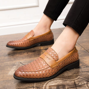 Men's braided patterned penny loafers