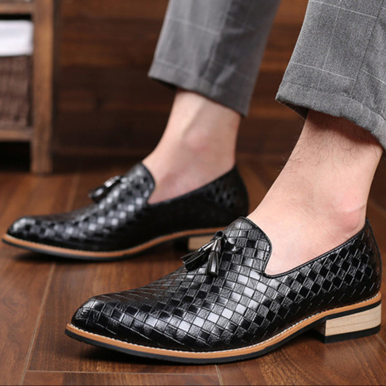 Men's braided tassels loafers
