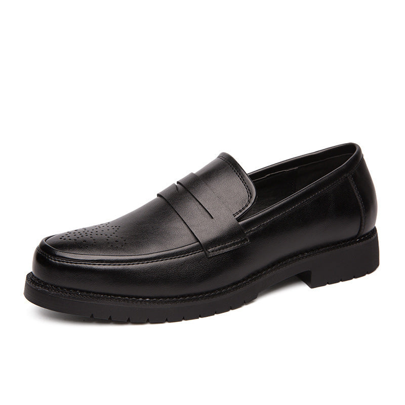 black Men's brogue penny loafers