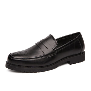 black Men's brogue penny loafers