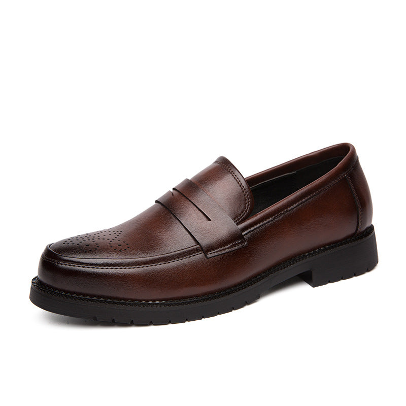 brown Men's brogue penny loafers