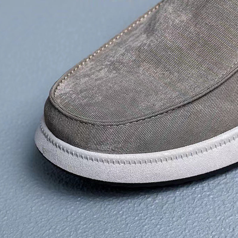 khaki Men's canvas loafers summer lightweight slip-ons