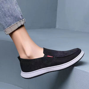 black Men's canvas loafers summer lightweight slip-ons