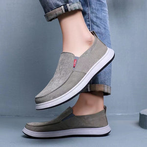 khaki Men's canvas loafers summer lightweight slip-ons