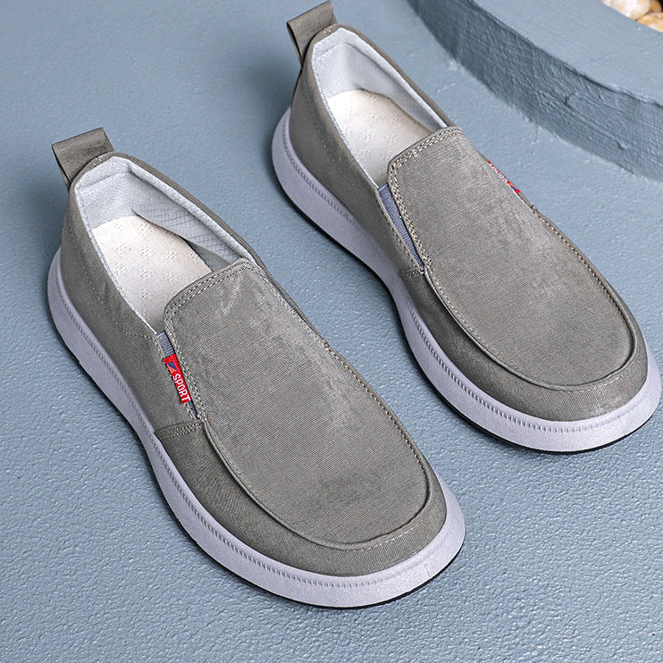 khaki Men's canvas loafers summer lightweight slip-ons