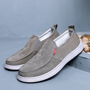 khaki Men's canvas loafers summer lightweight slip-ons