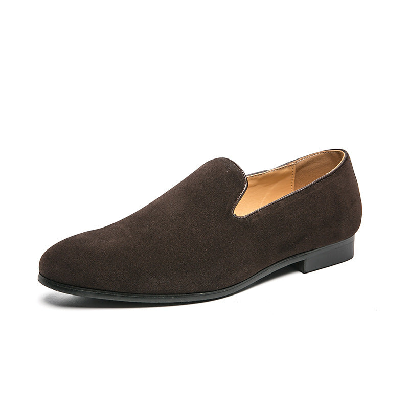 brown Men's casual slip-on plain loafers smoking slippers
