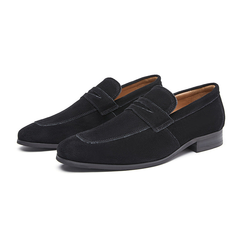black Men's classic suede penny loafers formal dress shoes wedding shoes
