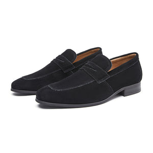 black Men's classic suede penny loafers formal dress shoes wedding shoes