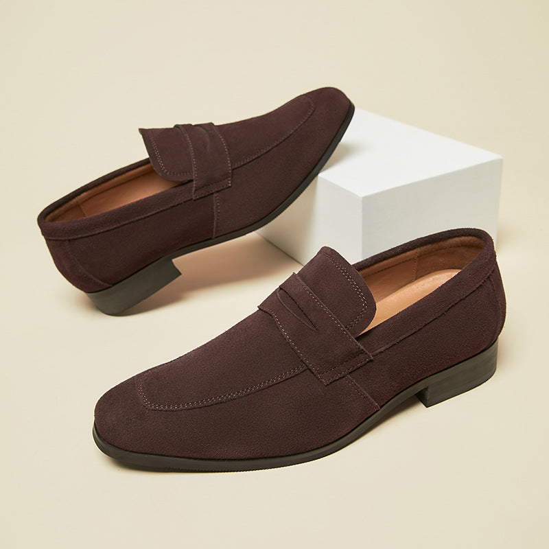 coffee Men's classic suede penny loafers formal dress shoes wedding shoes