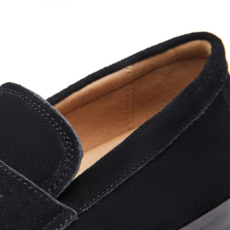 black Men's classic suede penny loafers formal dress shoes wedding shoes