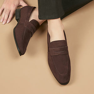 coffee Men's classic suede penny loafers formal dress shoes wedding shoes