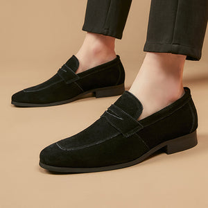 Men's classic suede penny loafers formal dress shoes wedding shoes