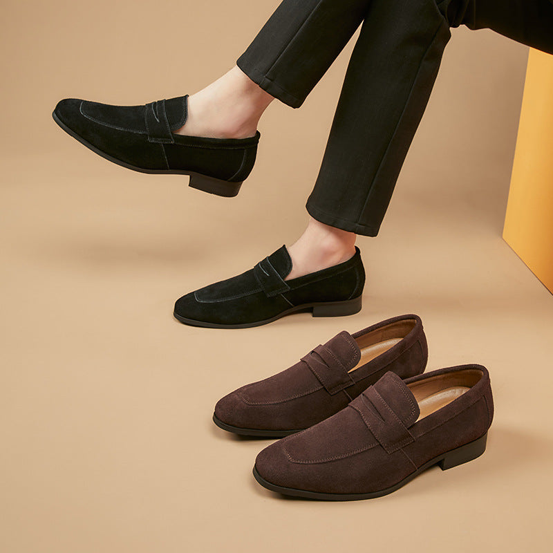 black Men's classic suede penny loafers formal dress shoes wedding shoes
