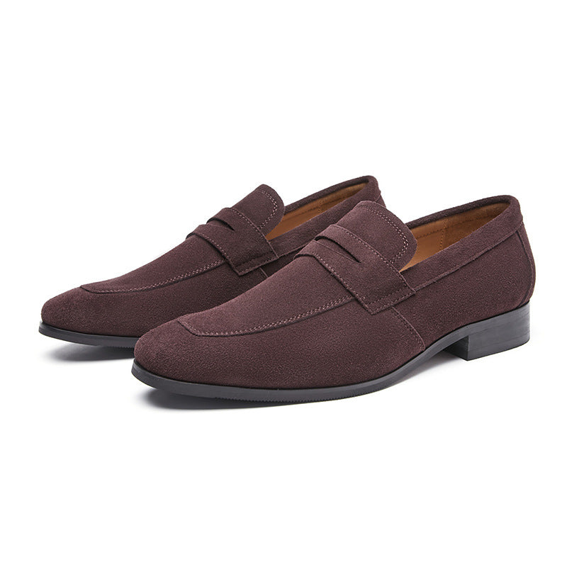 coffee Men's classic suede penny loafers formal dress shoes wedding shoes