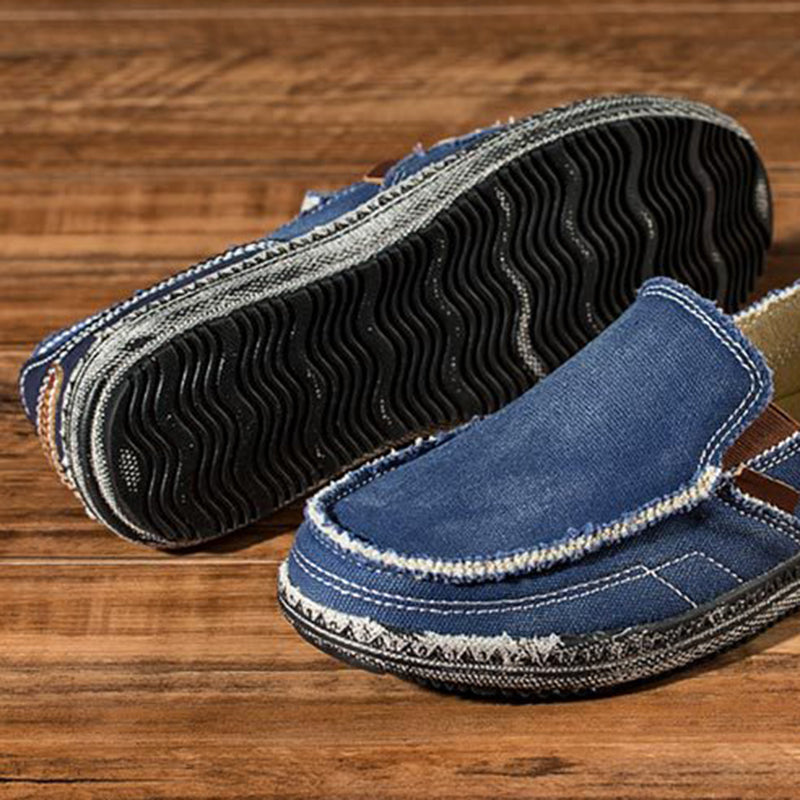 Men's distressed cvanvas loafers