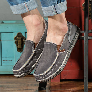 Men's distressed cvanvas loafers