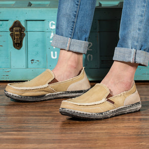 Men's distressed cvanvas loafers