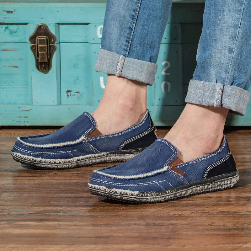 Men's distressed cvanvas loafers