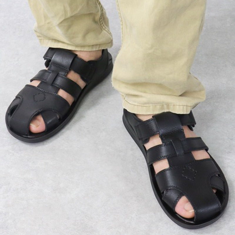 black Men's distressed fisherman sandals with soft sole