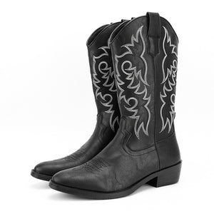 Men's embroidery mid calf cowboy boots