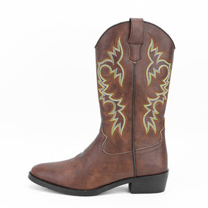Men's embroidery mid calf cowboy boots
