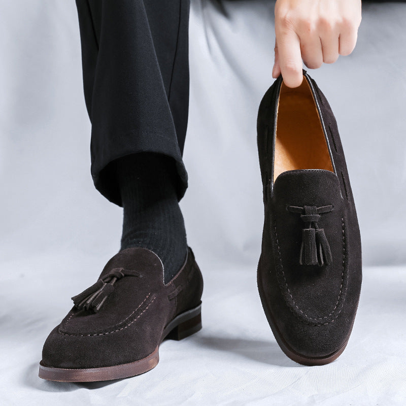 coffee Men's faux suede tassels loafers