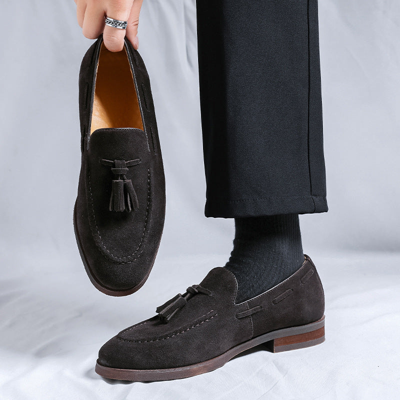 coffee Men's faux suede tassels loafers