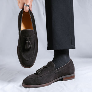 coffee Men's faux suede tassels loafers