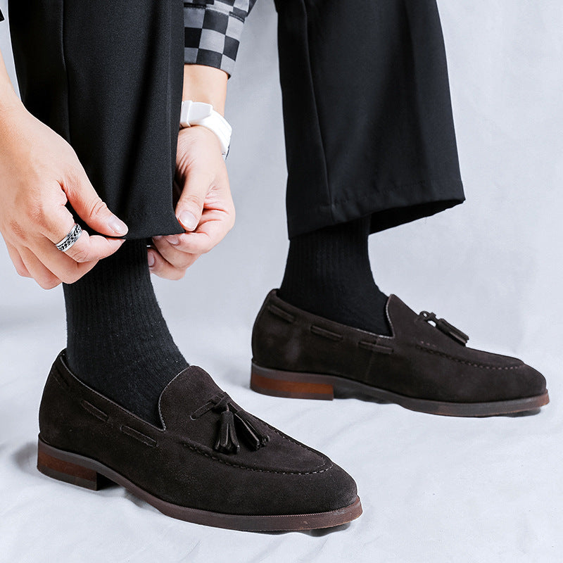 coffee Men's faux suede tassels loafers