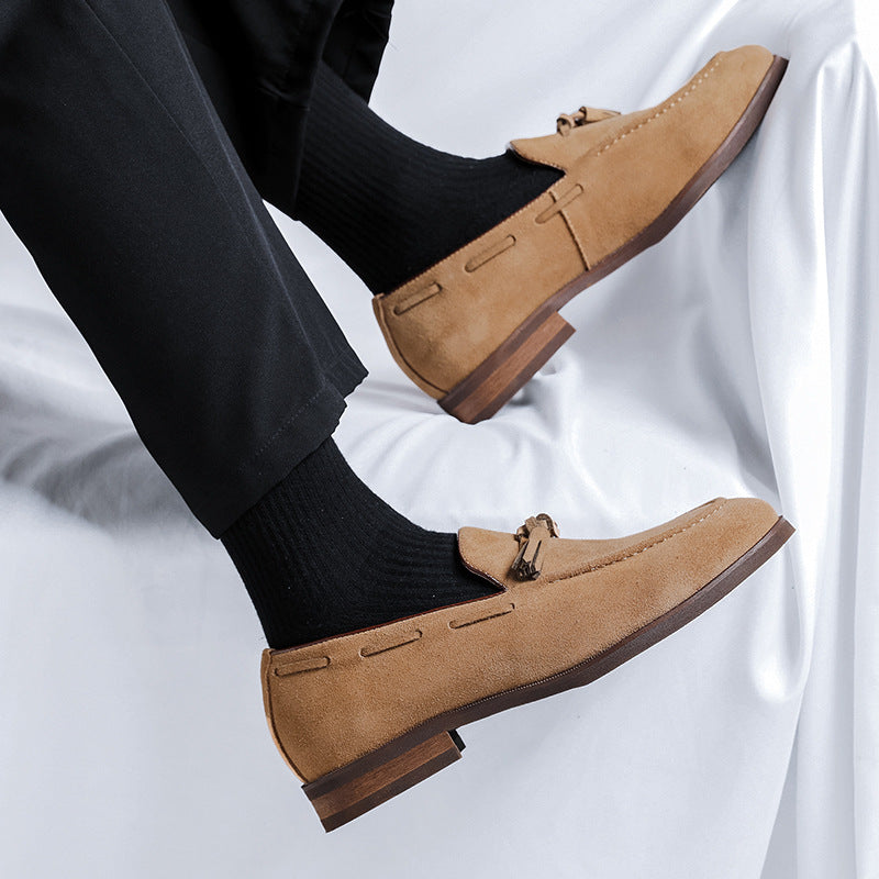 camel Men's faux suede tassels loafers