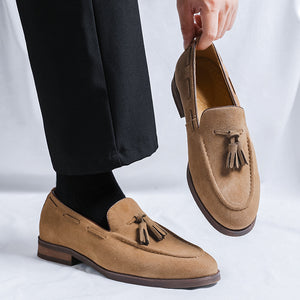 camel Men's faux suede tassels loafers