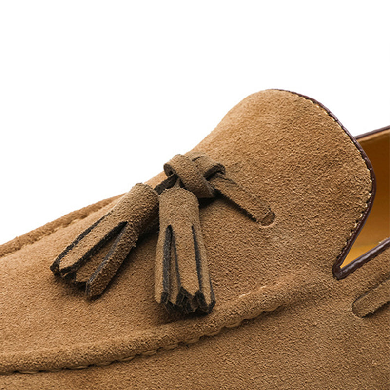 camel Men's faux suede tassels loafers