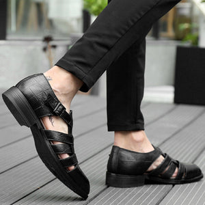 black Men's fisherman sandals dress shoes