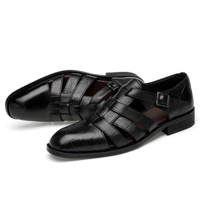 black Men's fisherman sandals dress shoes
