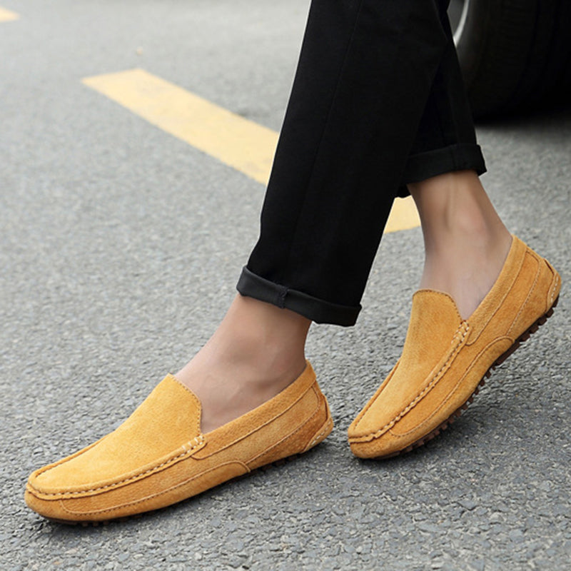 brown Men‘s flat slip on anti-skid loafers