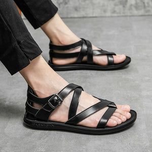 Men's gladiator thong sandals with buckle