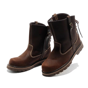 Men's handmade retro leather motorcycle boots