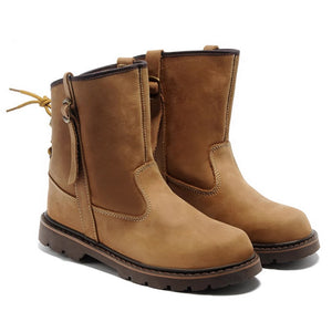 Men's handmade retro leather motorcycle boots