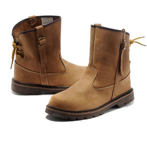 Men's handmade retro leather motorcycle boots