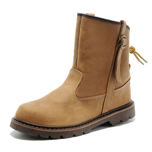 Men's handmade retro leather motorcycle boots