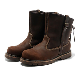 Men's handmade retro leather motorcycle boots