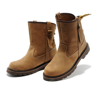 Men's handmade retro leather motorcycle boots