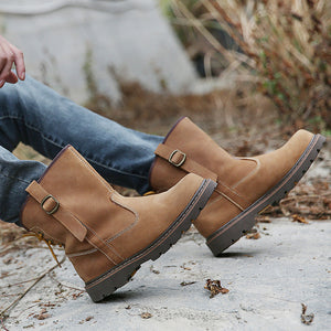 Men's handmade retro leather motorcycle boots