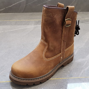 Men's handmade retro leather motorcycle boots