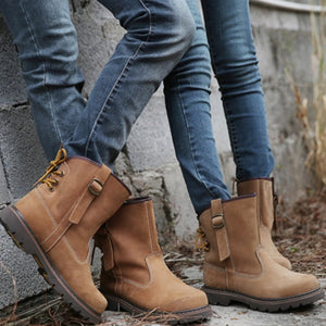 Men's handmade retro leather motorcycle boots